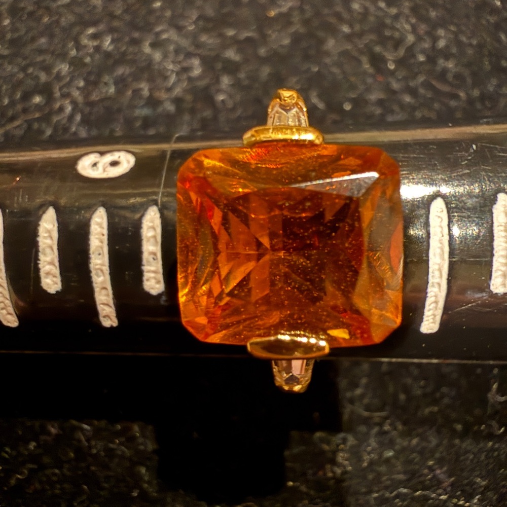 Gold Ring with Square Orange Gemstone